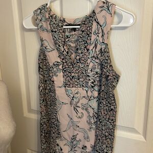 BCBG MaxAzria VickyDusty RosePinkFloralPink SleevlessBlouseTank XXSmall EUC